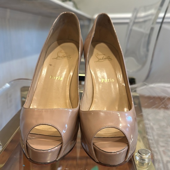 Christian Louboutin nude platform open toed pumps size 8.5 - Picture 4 of 7